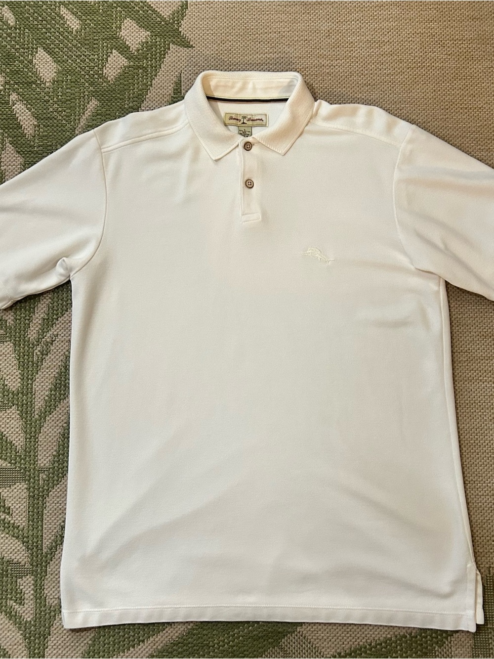 Tommy Bahama Men's Cream Color Polo Shirt - Classic Short Sleeve